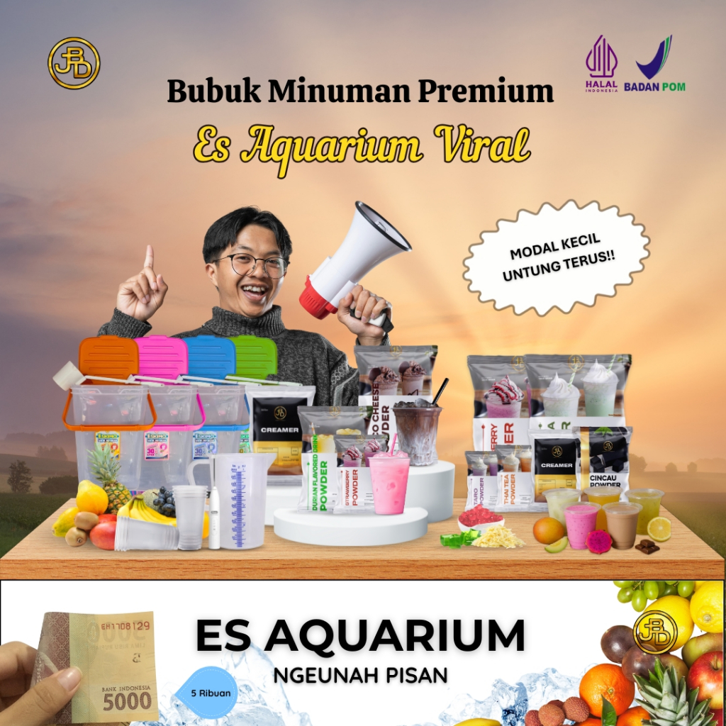 [IDE USAHA bubuk ES BUAH ES AQUARIUM] JBD Bubuk Minuman Premium Aneka Rasa 1 KG | JBD | Halal & BPOM