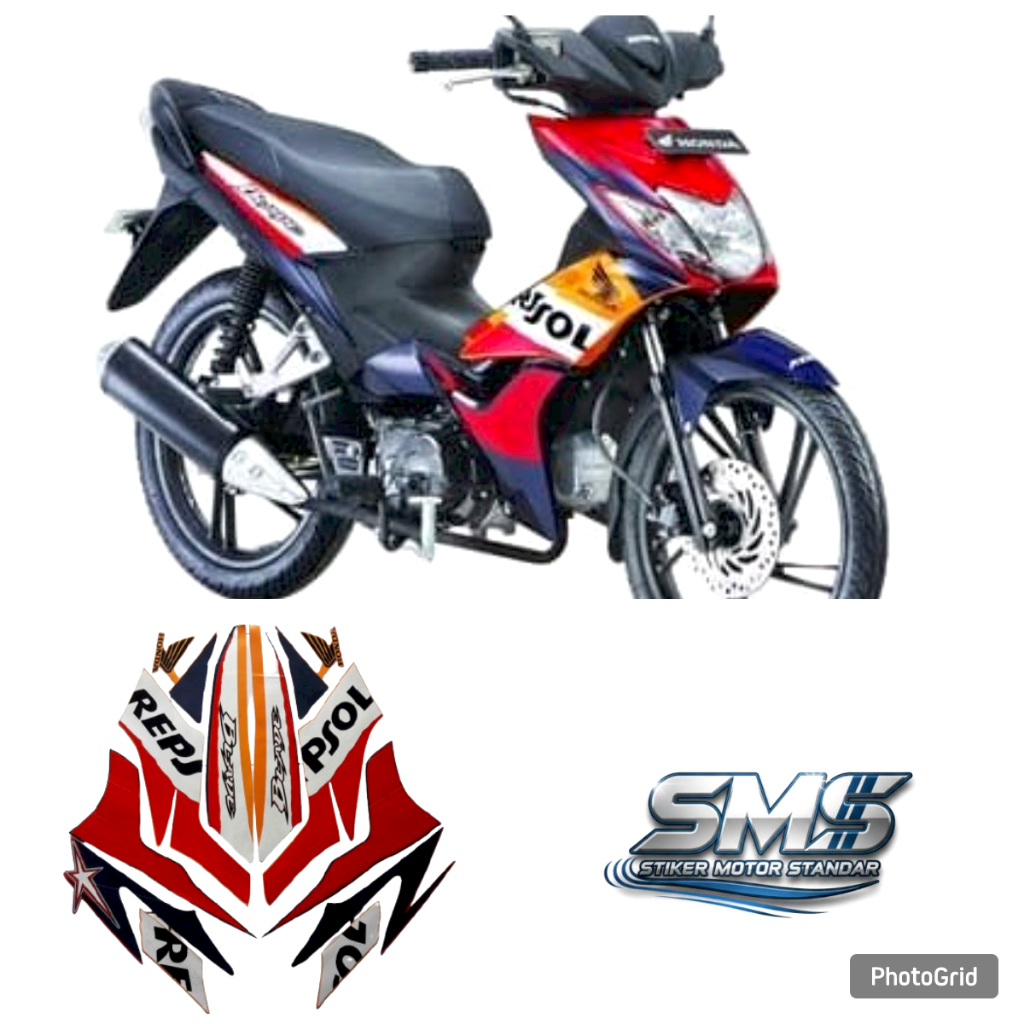 sticker striping body motor Honda blade repsol 110 2009 2010 orange