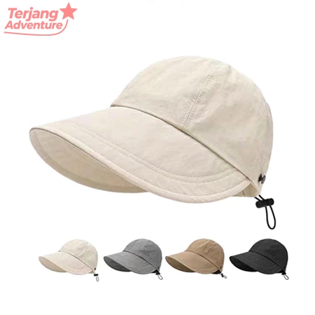 Topi Tepi Lebar Lipat Wanita Korea Topi Wanita Portabel Topi Olahraga Wanita Topi Pantai Wanita Berh