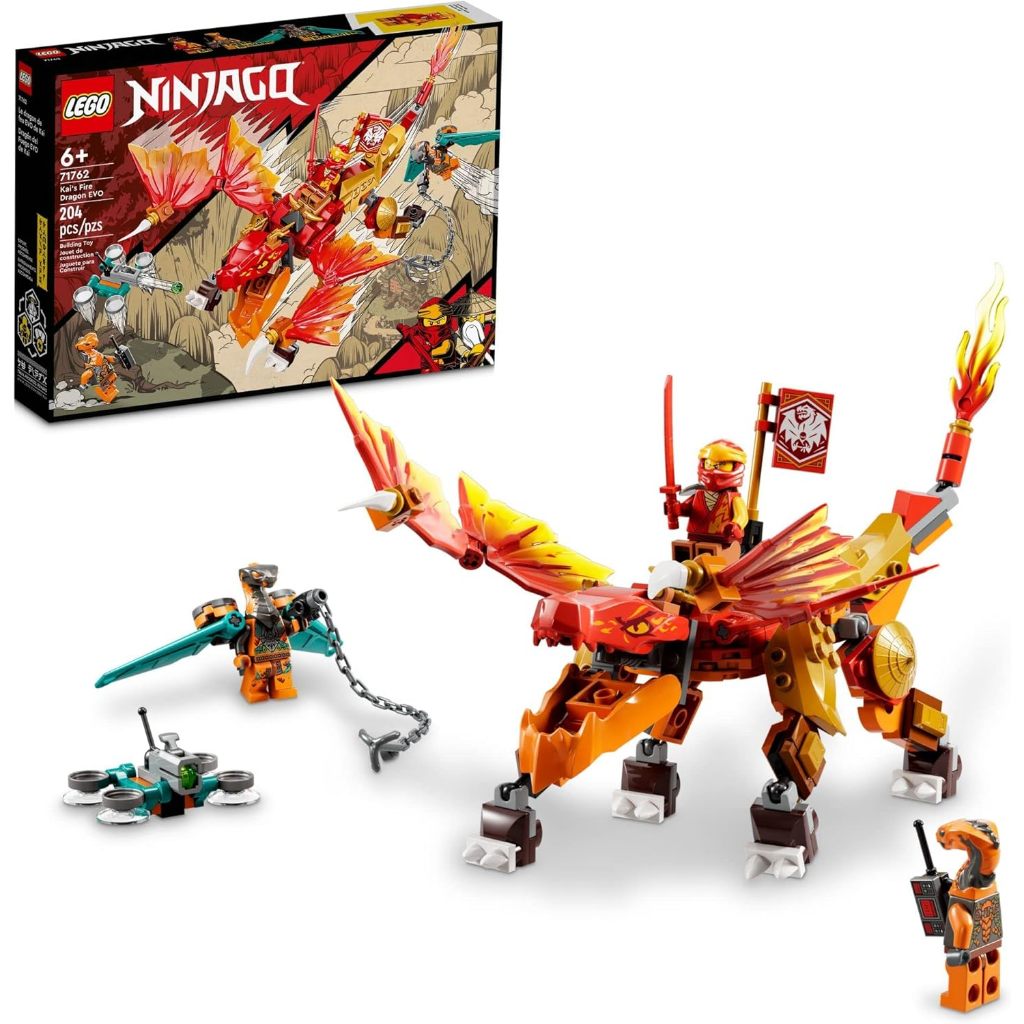 LEGO NINJAGO Kai’s Fire Dragon EVO Toy 71762 for Kids with Cobra & Boa Snake Warrior Figures