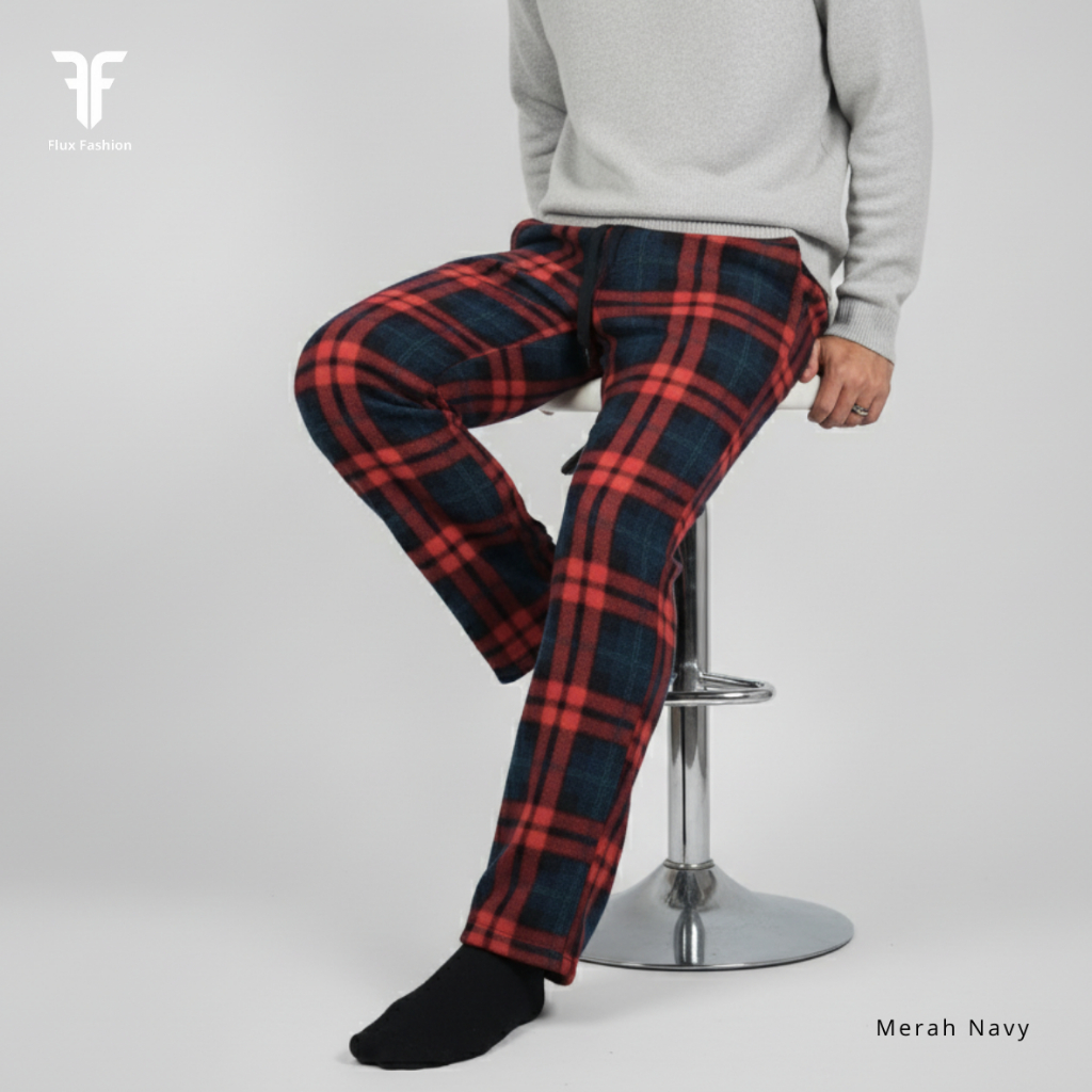 Celana Panjang Tartan Premium Pria Wanita Korean Style Kotak-Kotak Merah | Unisex