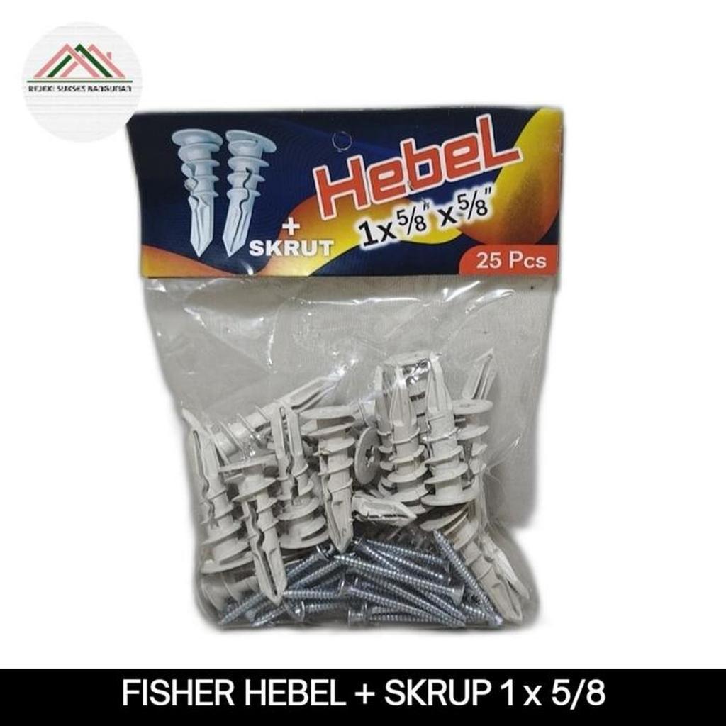 Fisher Hebel Bata Ringan + Skrup isi 25 pcs / Fiser Hebel 1 x 5/8 x 5/8 / Fischer Viser Pengencang S