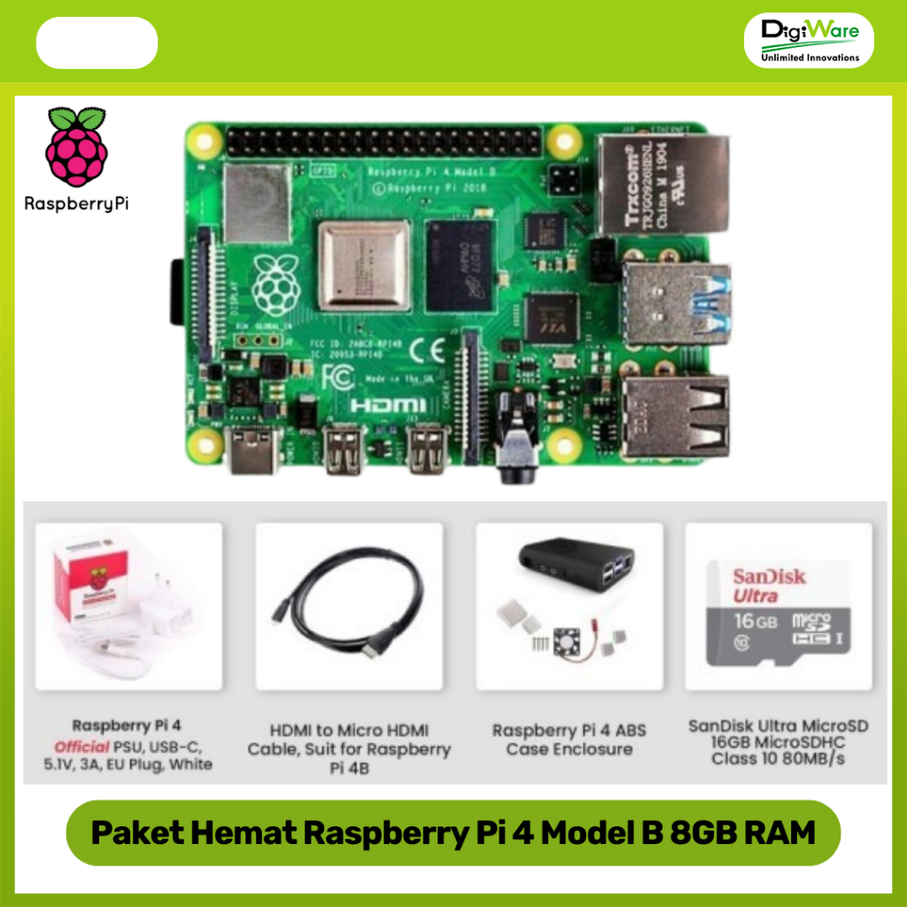 Paket Hemat Raspberry Pi 4 Raspberry Pi4 Model B 8GB RAM