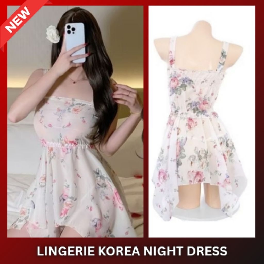 Lingerie Korea Dress Babydoll Bunga Kecil Import