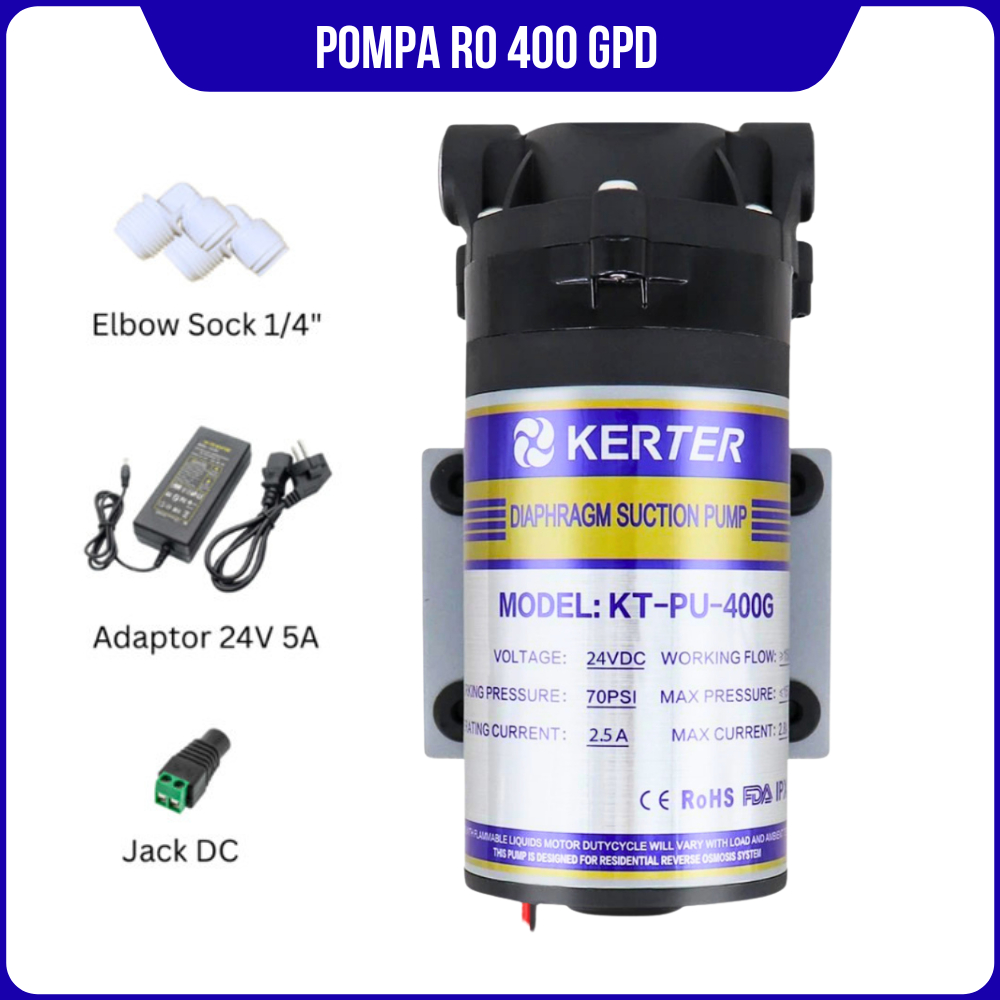 Pompa RO 400 GPD Pompa Booster Penambah Tekanan RO  Pompa Plus Adaptor