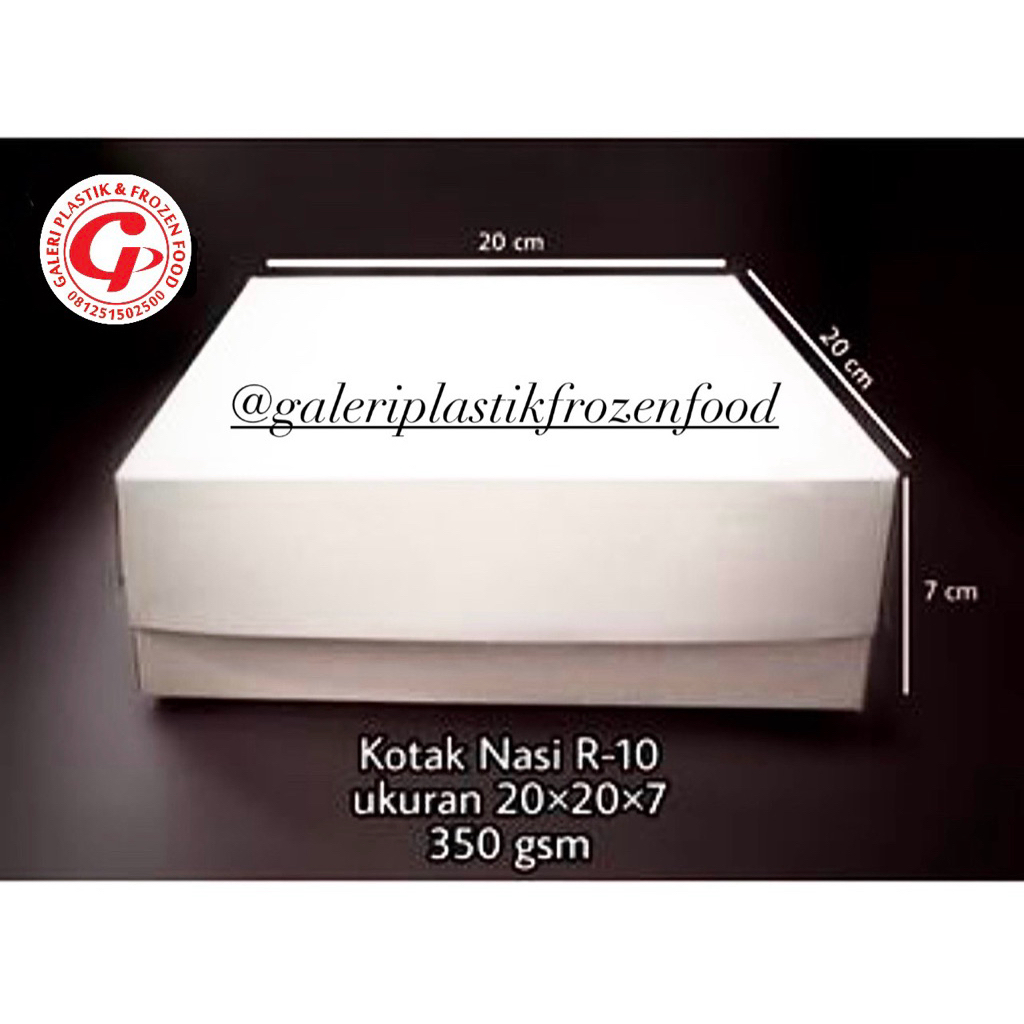Kotak Dus Nasi / Box Nasi Kotak R10 Uk. 20x20x7 Tebal ~ GALERI PLASTIK FROZEN FOOD