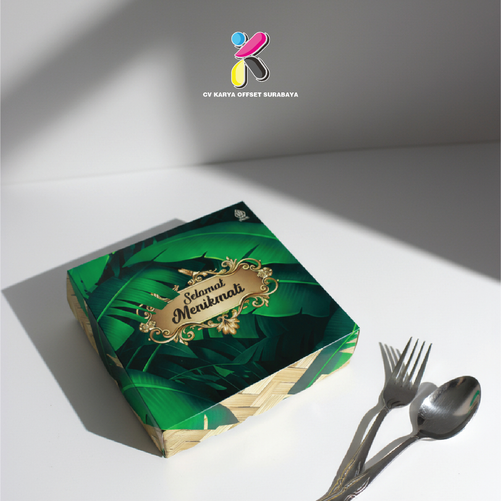 Dus Kotak Nasi Motif Daun- Besek R8/R10K/R10B/Dus Hajatan/Dus Kekinian