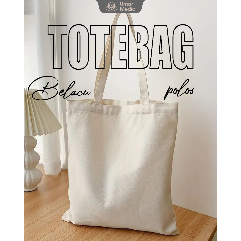 Totebag Polos Blacu Putih Tulang