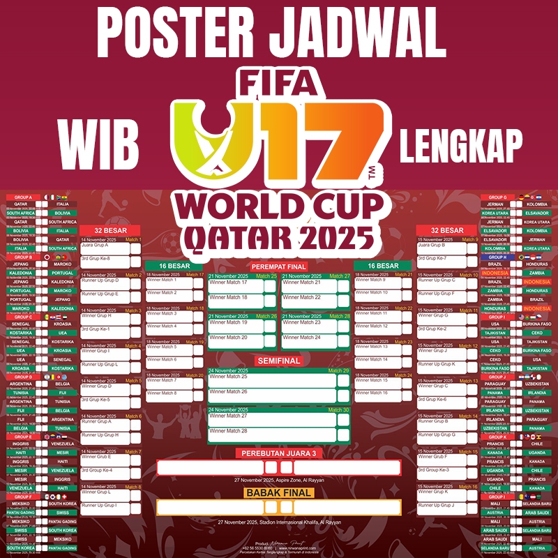 JADWAL PIALA DUNIA U17 2025 QATAR | POSTER JADWAL PIALA DUNIA U-17 QATAR