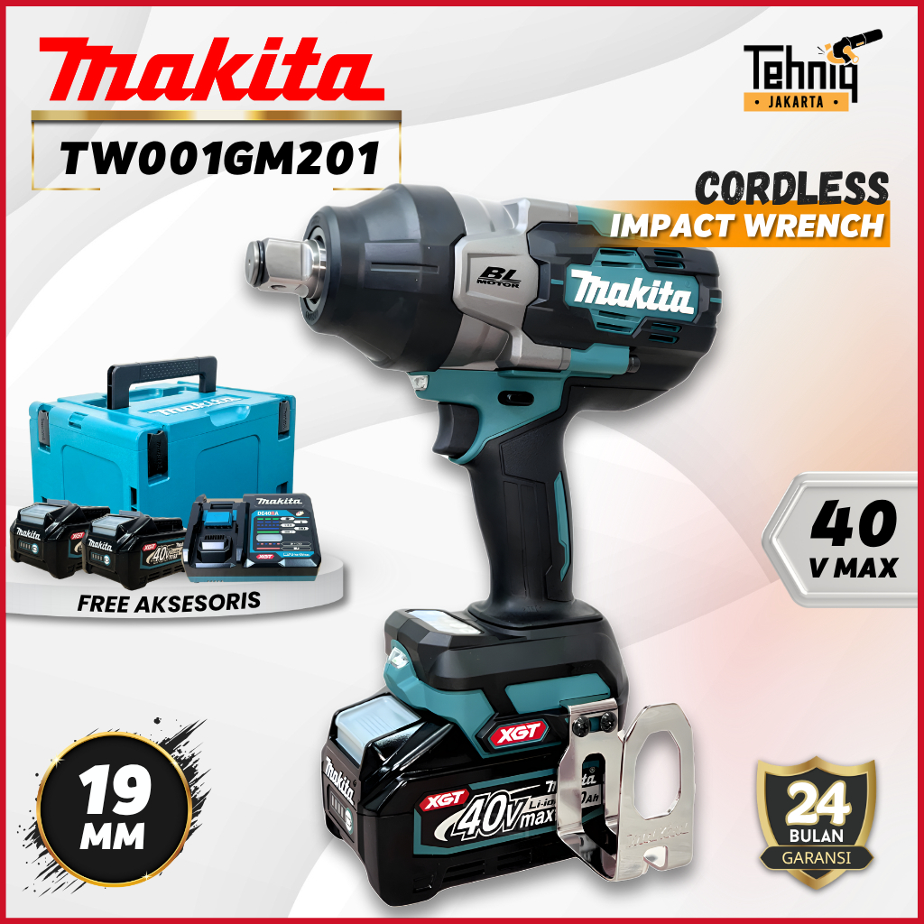 Makita TW001GM201 Mesin Pembuka Baut Dan Mur Baterai / Makita Impact Wrench Cordless Brushless TW001