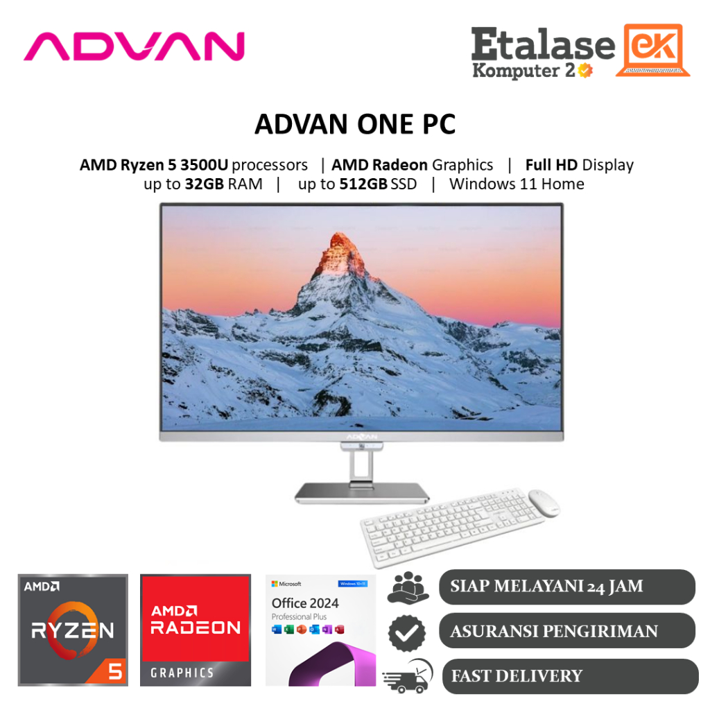 ADVAN ALL IN ONE AIO ONE PC WHITE AMD RYZEN 5-3500U 32GB 512GB WIN 11