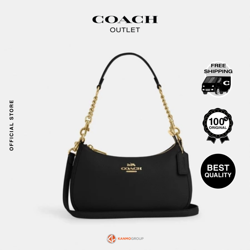 Coach Teri Shoulder Bag In Refined Pebbled Leather With Chain Strap - Tas Bahu Wanita