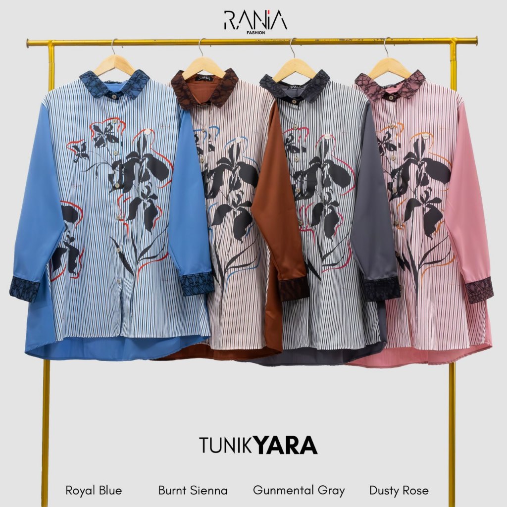 Blouse Tunik Yara Motif Bunga | Atasan Wanita Muslimah Kekinian Terbaru