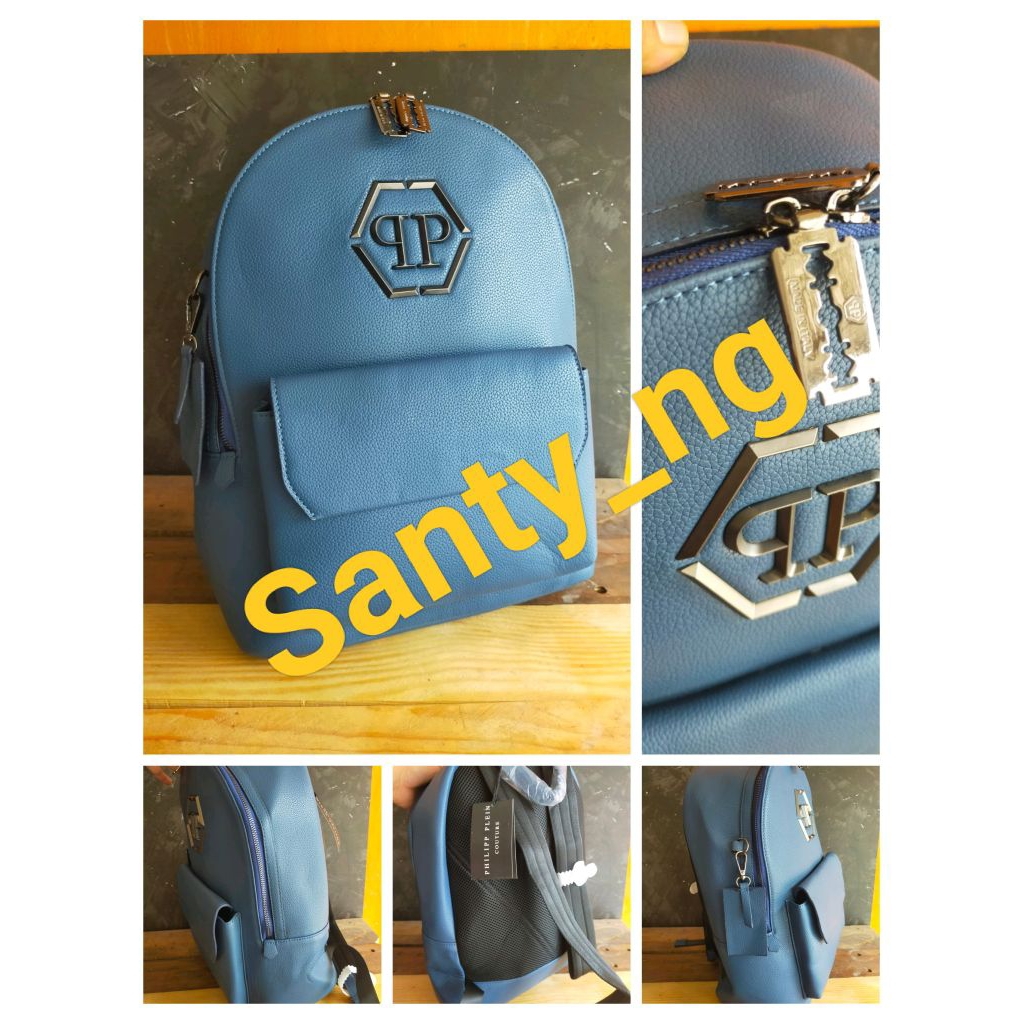 Tas ransel backpack mewah pria wanita philipp plein6813 biru