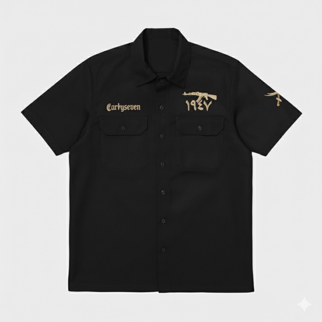 KEMEJA PRIA WORKSHIRT HITAM PREMIUM