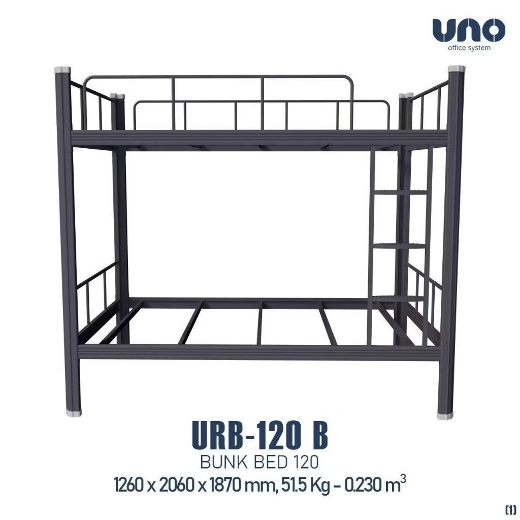 Metal Bunk Bed Uno URB 120 W. putih/ MCW furniture-UNO URB 120 H. hitam/Ranjang tingkat antikarat be