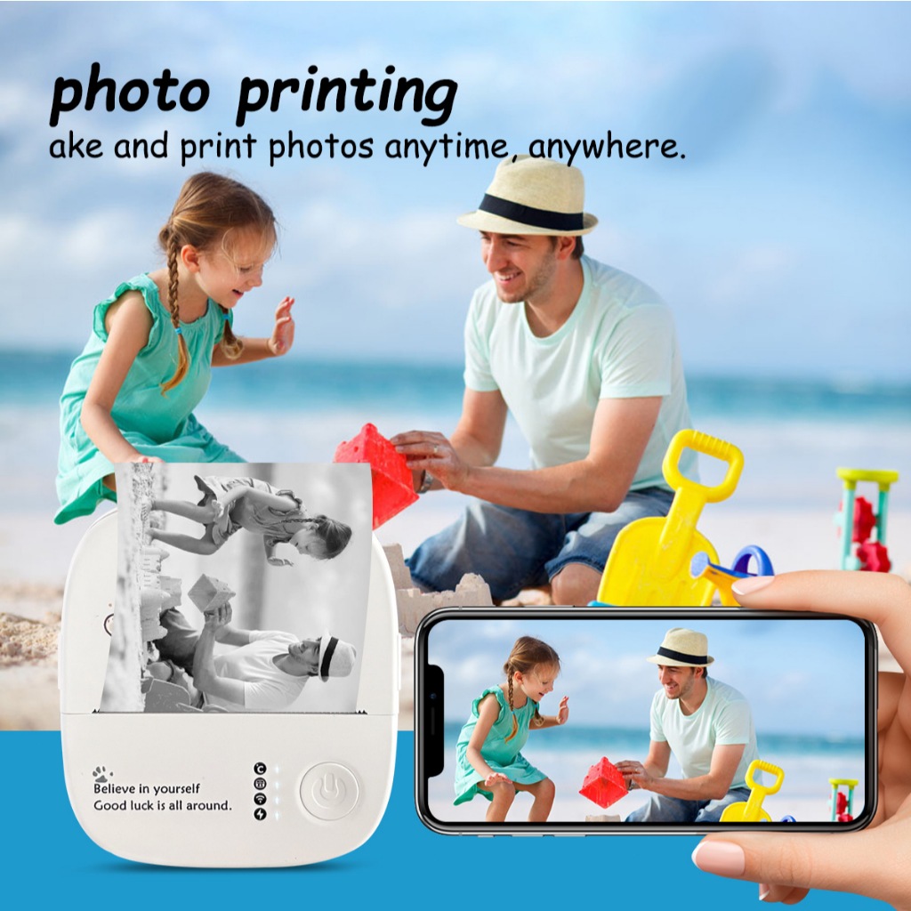 Portable tanpa tinta label foto printer termal bluetooth printer bluetooth mini