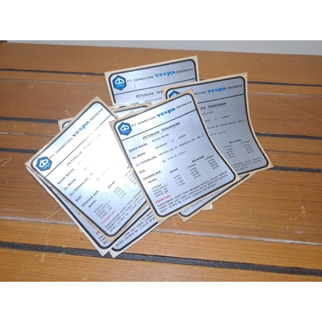 Stiker Running in Body Depan PT Danmotors original NOS Vespa PTS Special PX PS