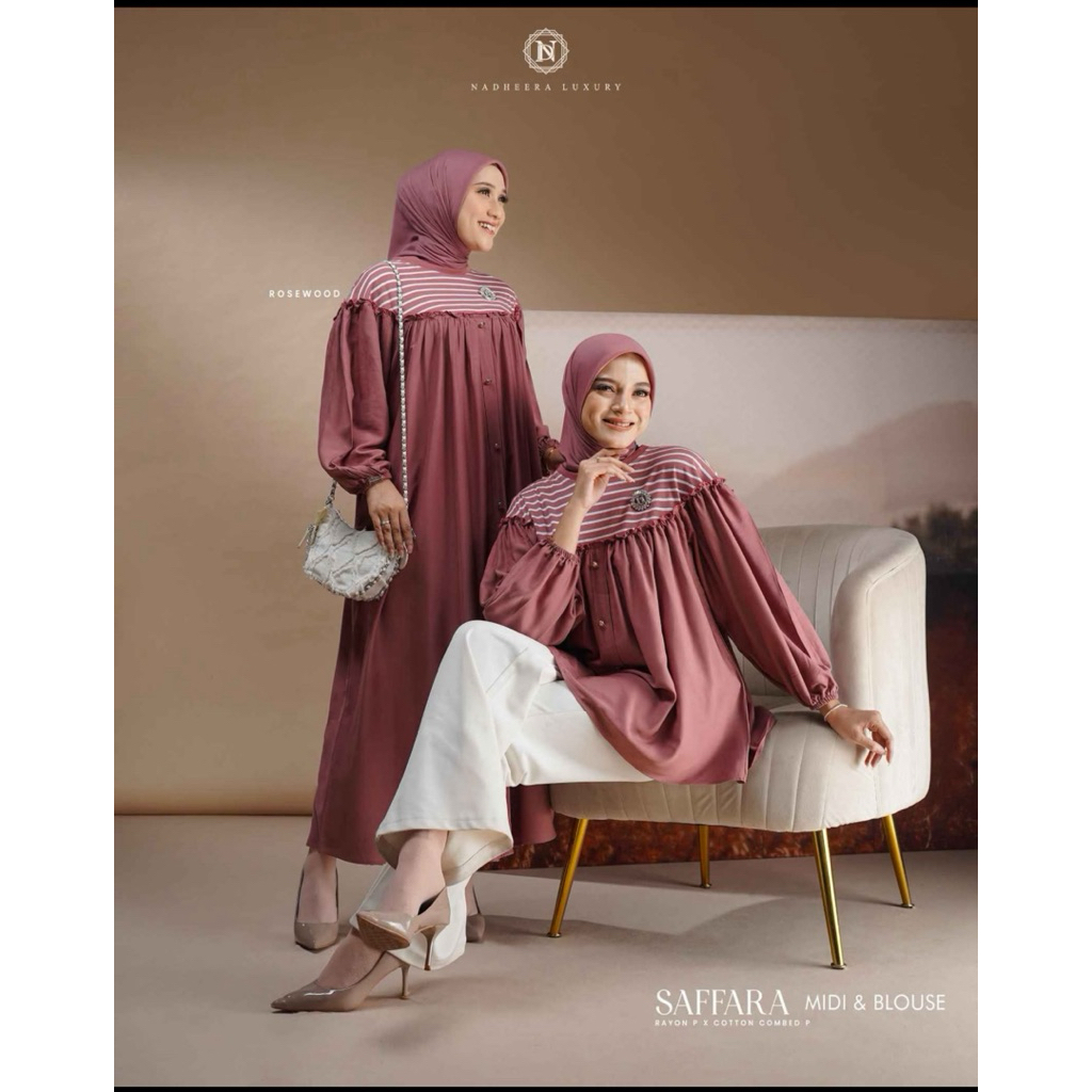 BISA COD - SAFFARA SERIES BLOUSE/MIDI/DRESS SIMPLE RAYON BY NADHEERA LUXURY