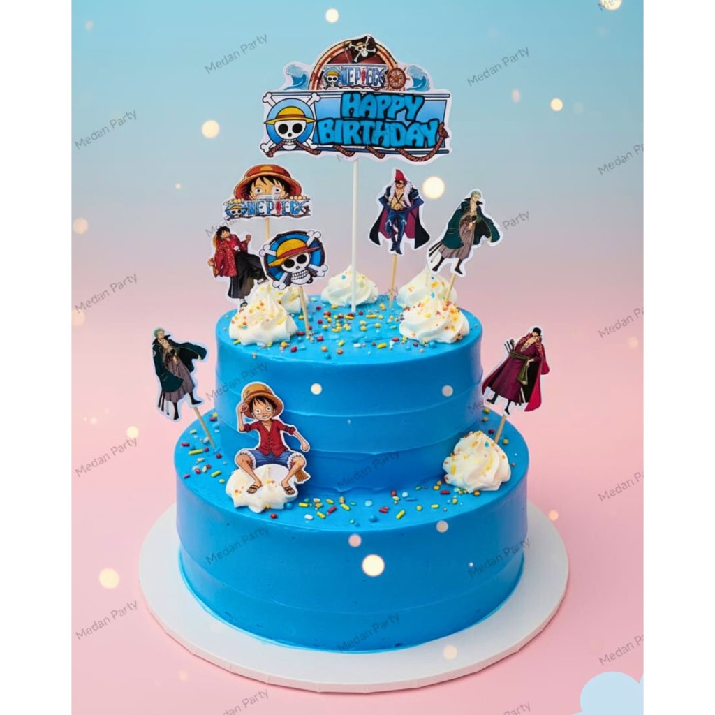 Topper One Piece Anime/ Cake Topper/ Hiasan Kue Ulang tahun/ One Piece Anime