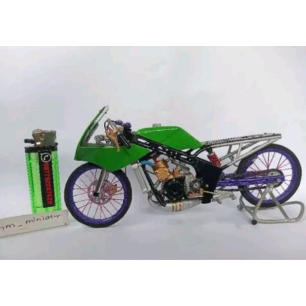 miniatur diecast motor drag Kawasaki ninja rr old full fairing depan