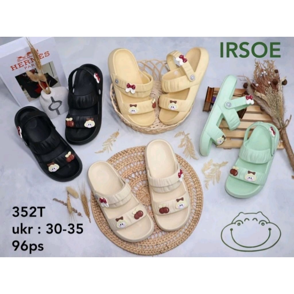 (PRM) IRSOE 352 T SIZE 30-35 SANDAL KARETANAK CEWEK TANGGUNG SLIP ON TALIBELAKANG MIXUEE TERBARU 202