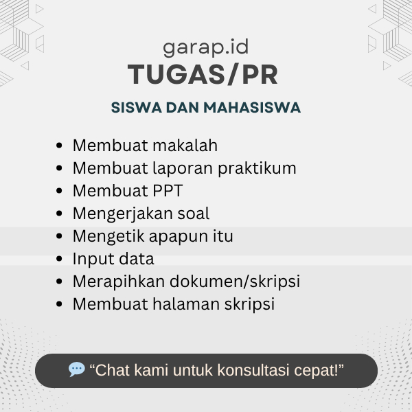 JASA PEMBUATAN TUGAS / PR SISWA & MAHASISWA