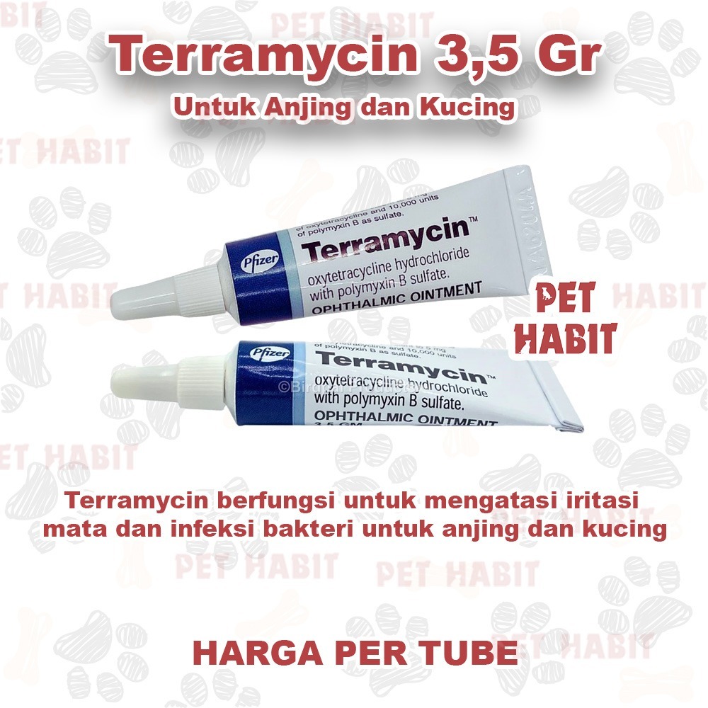 Terramicin Obat Salep untuk Iritasi / Belekan / Bakteri /Virus Mata untuk Anjing dan Kucing