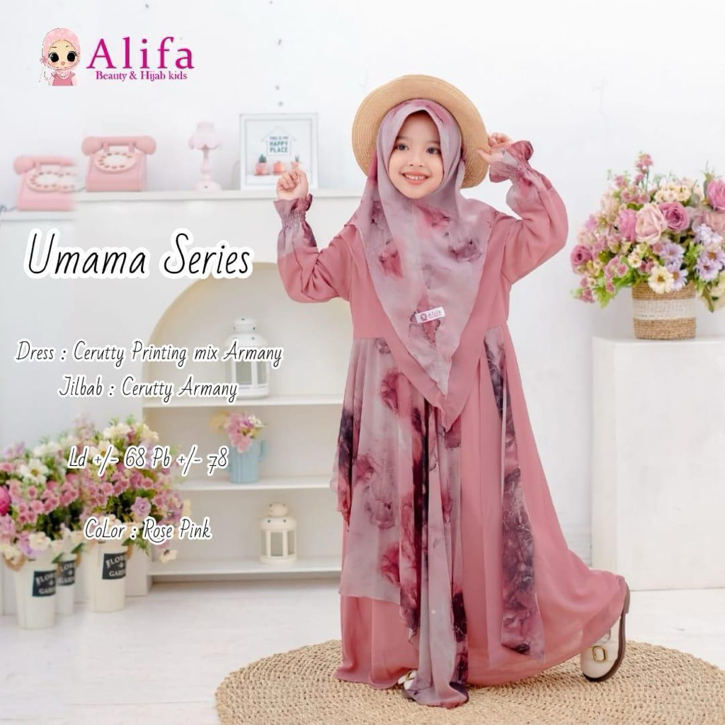 sale sale sale gamis set anak perempuan free hijab / umama by alifa kids