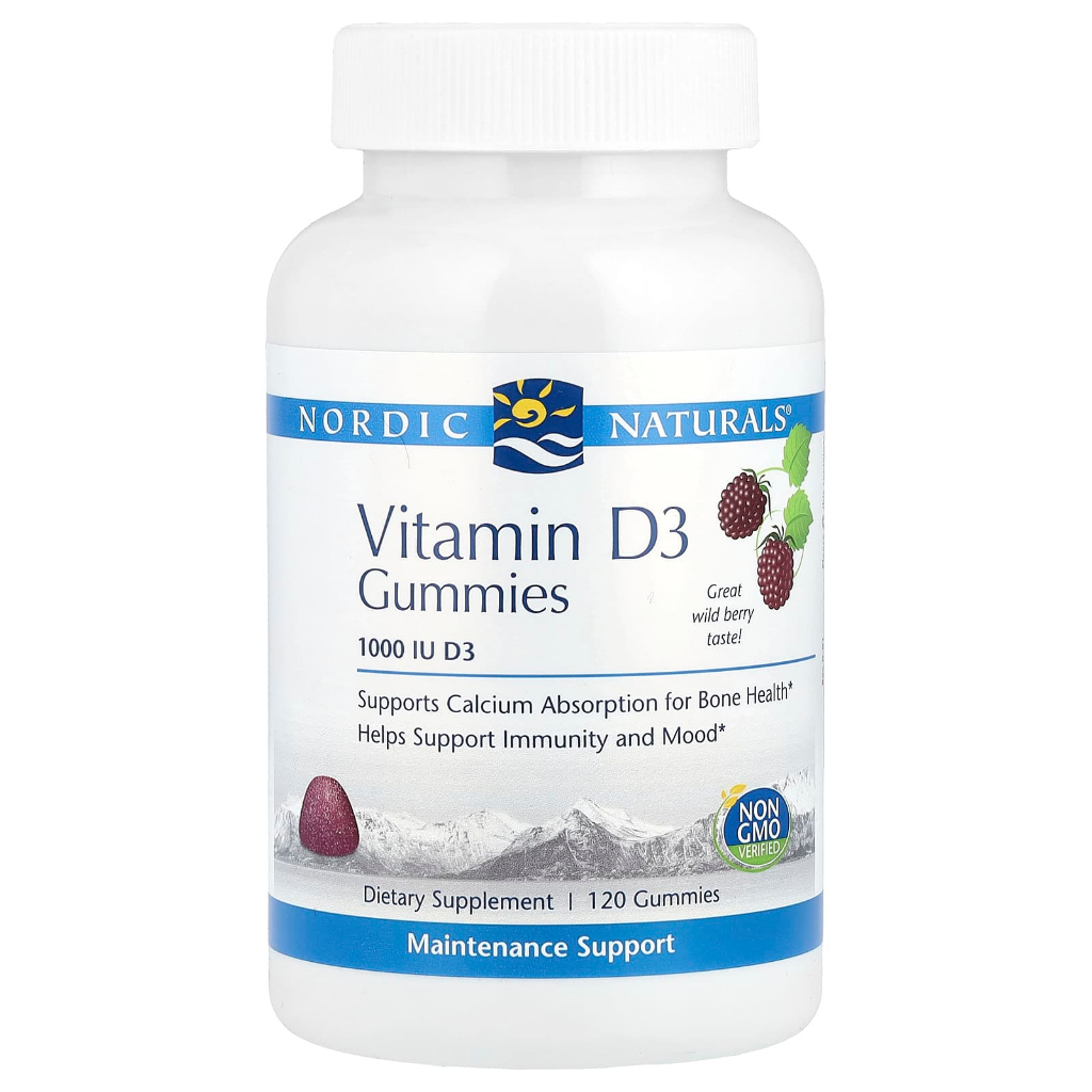 Nordic Naturals Vitamin D3 Gummies 1000 IU 60 120 Gummies Wild Berry