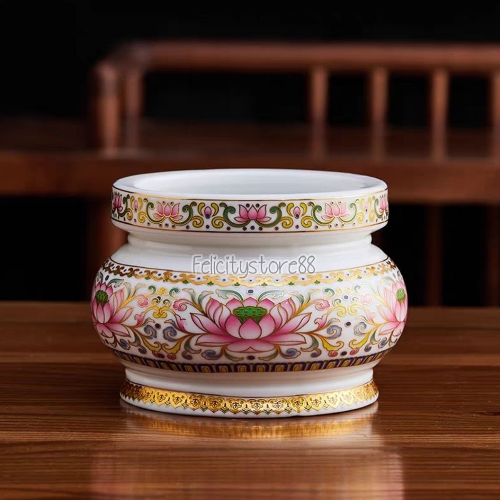 Tempat Hio Keramik Teratai Pink hiolo keramik Teratai pink Tempat Abu Keramik