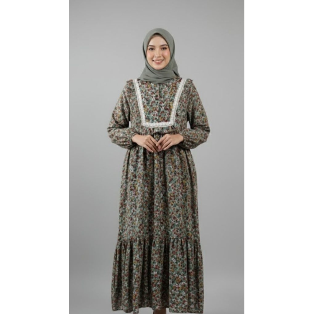 MIDI MOTIF BUNGA KECIL HIJAU SAGE