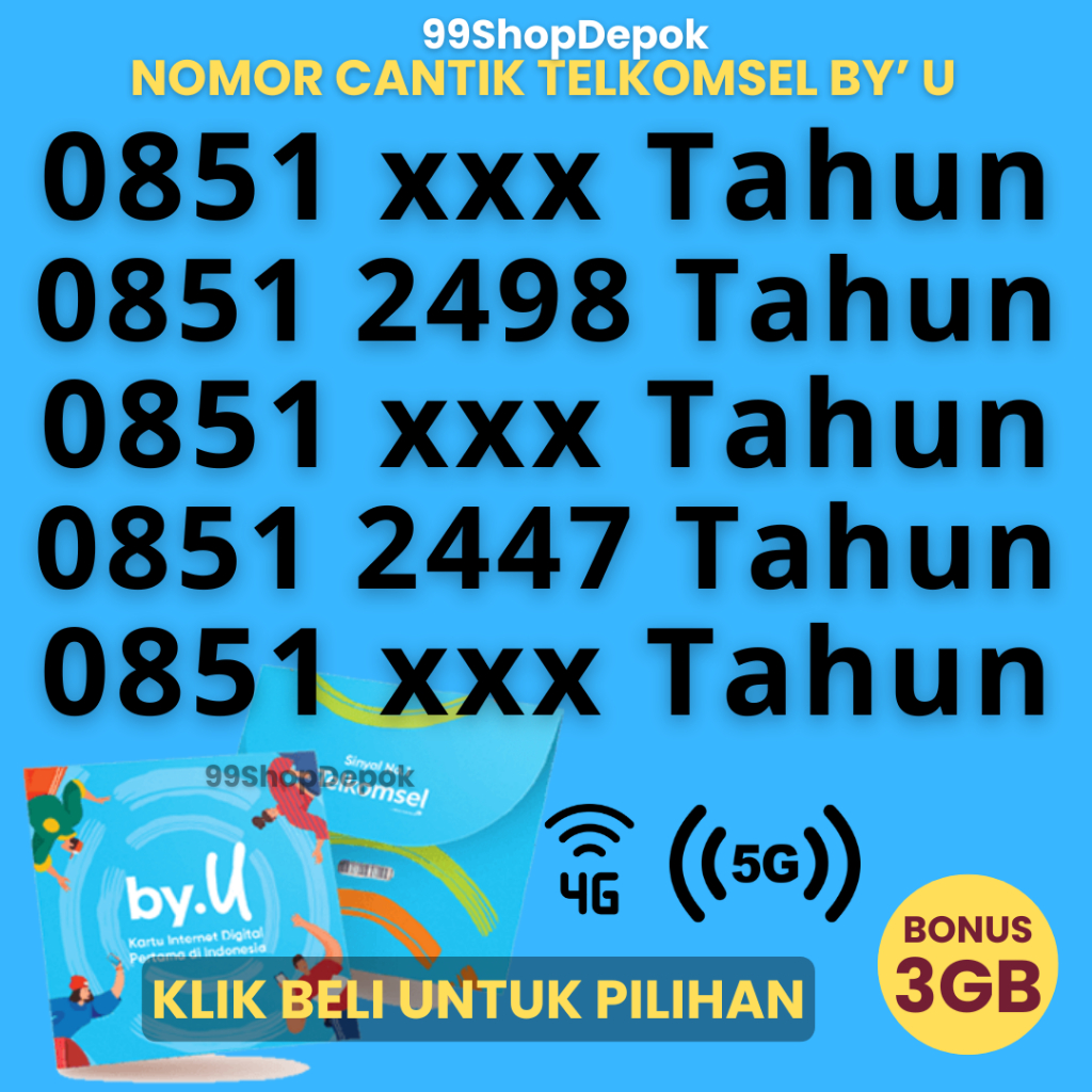 Nomor Cantik Telkomsel By' U Tahun - Kartu Perdana by U Tahun - Nomor Cantik Telkomsel byu 1990 2025