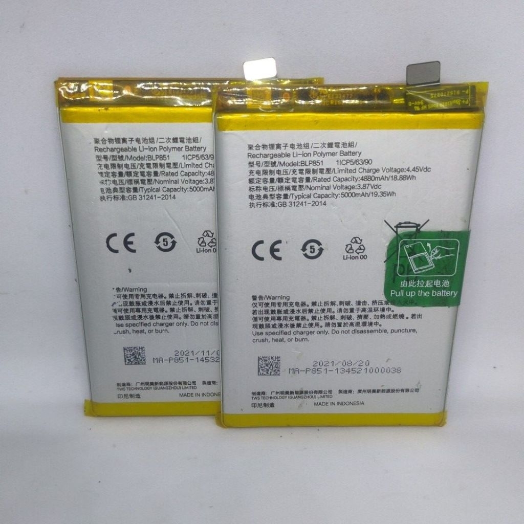Batri Batre Oppo A74 4G / A95 4G BLP-851 Original Copotan