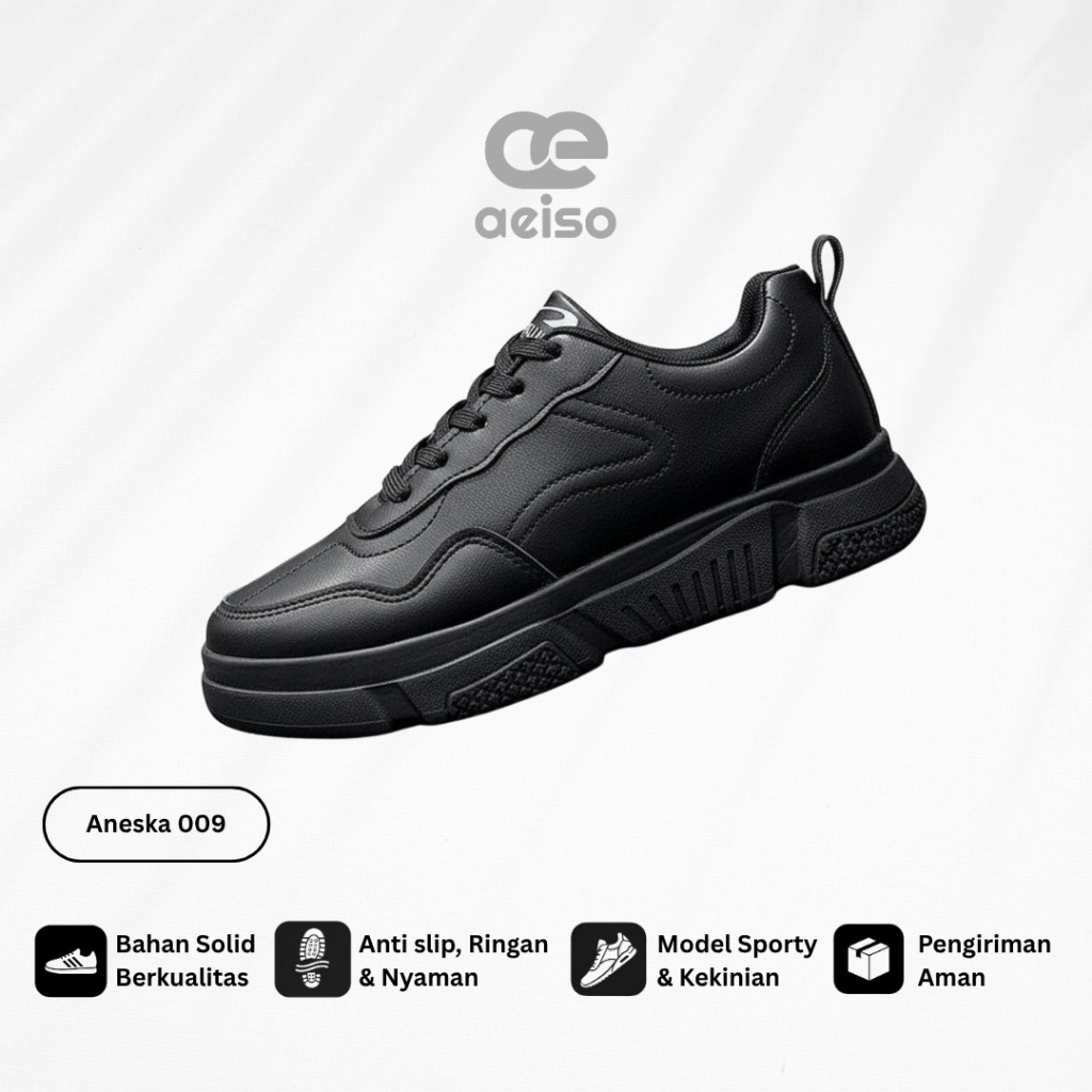 Aeiso - Sepatu Casual Wanita Aneska 009 Kekinian Hitam Dan Putih