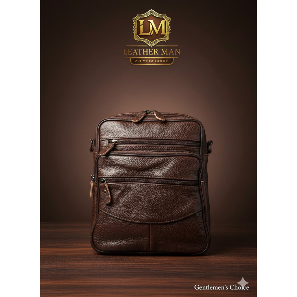 Tas Selempang Pria Kulit Asli Premium / Tas Kulit Jumbo / Sling Bag Pria Elegan untuk Kerja & Casual