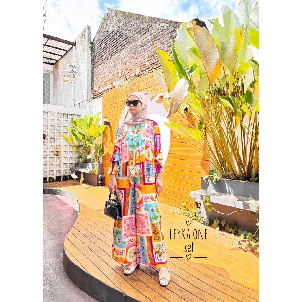 Setelan Celana Kulot Baju Tangan Panjang Leyka Oneset