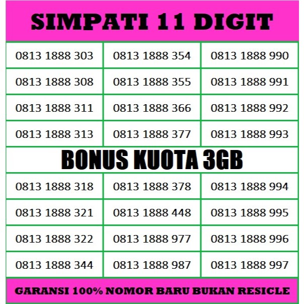 Kartu Perdana Nomor Cantik Telkomsel simpati 11 DIGIT Segel 4G suport 5G #LIST S31