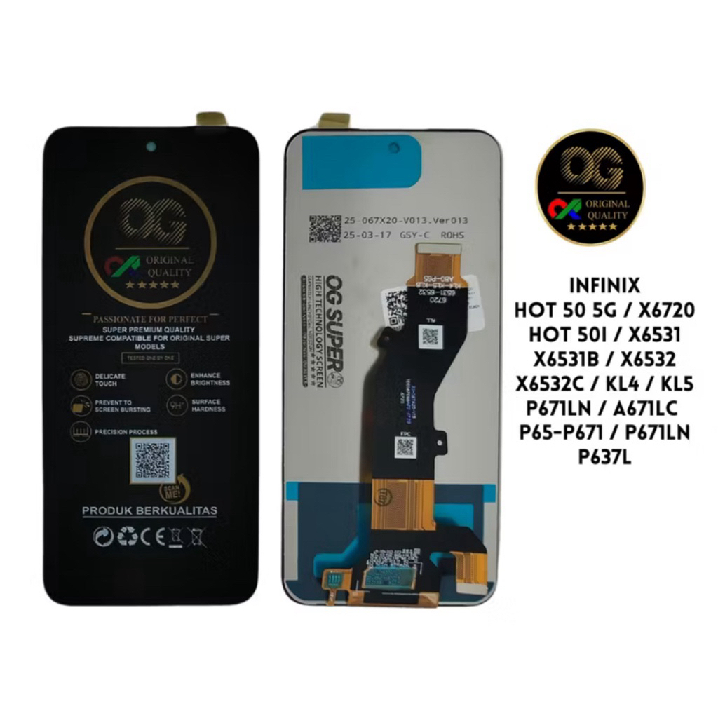 (OG SUPER) LCD INFINIX HOT 50 5G / X6720 / HOT 501/X6531 / X6531B/X6532/X6532C / KL4 FULLSET