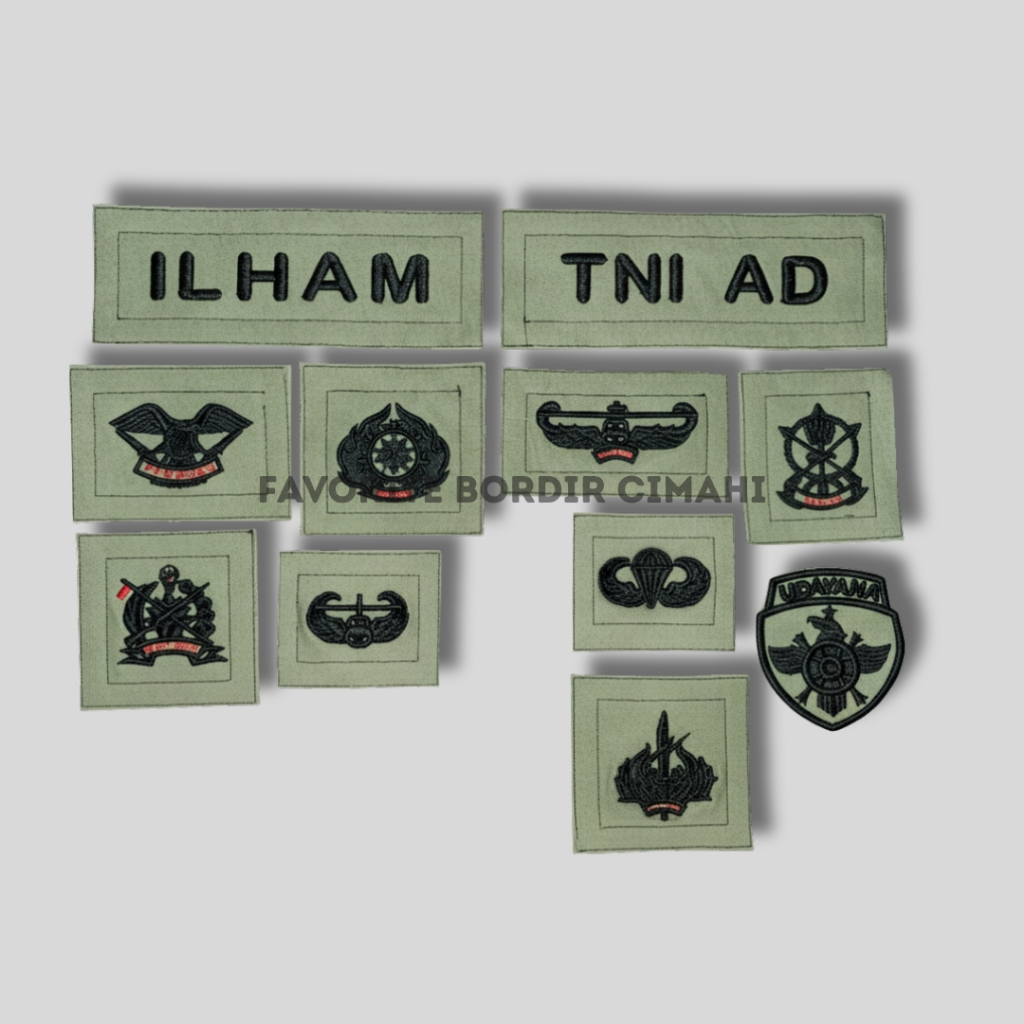 Atribut Papan Nama Timbul PDL TNI AD Sage Green Terbaru Cimahi