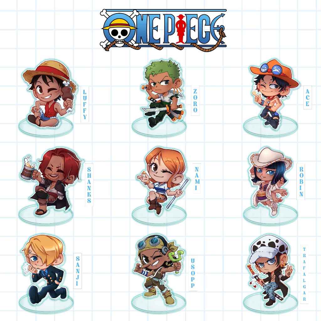 [STANDEE] Action Figure Akrilik One Piece Standee Chibi Robin Ace Nami Luffy Zoro Usop Choper Shanks
