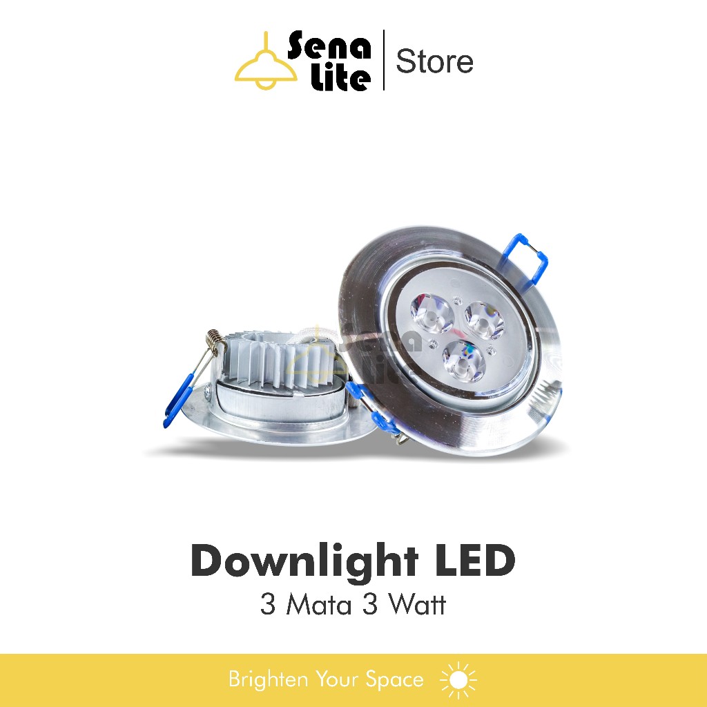 Lampu Plafon Downligh 3 mata lampu led downlight 3 watt 3 mata