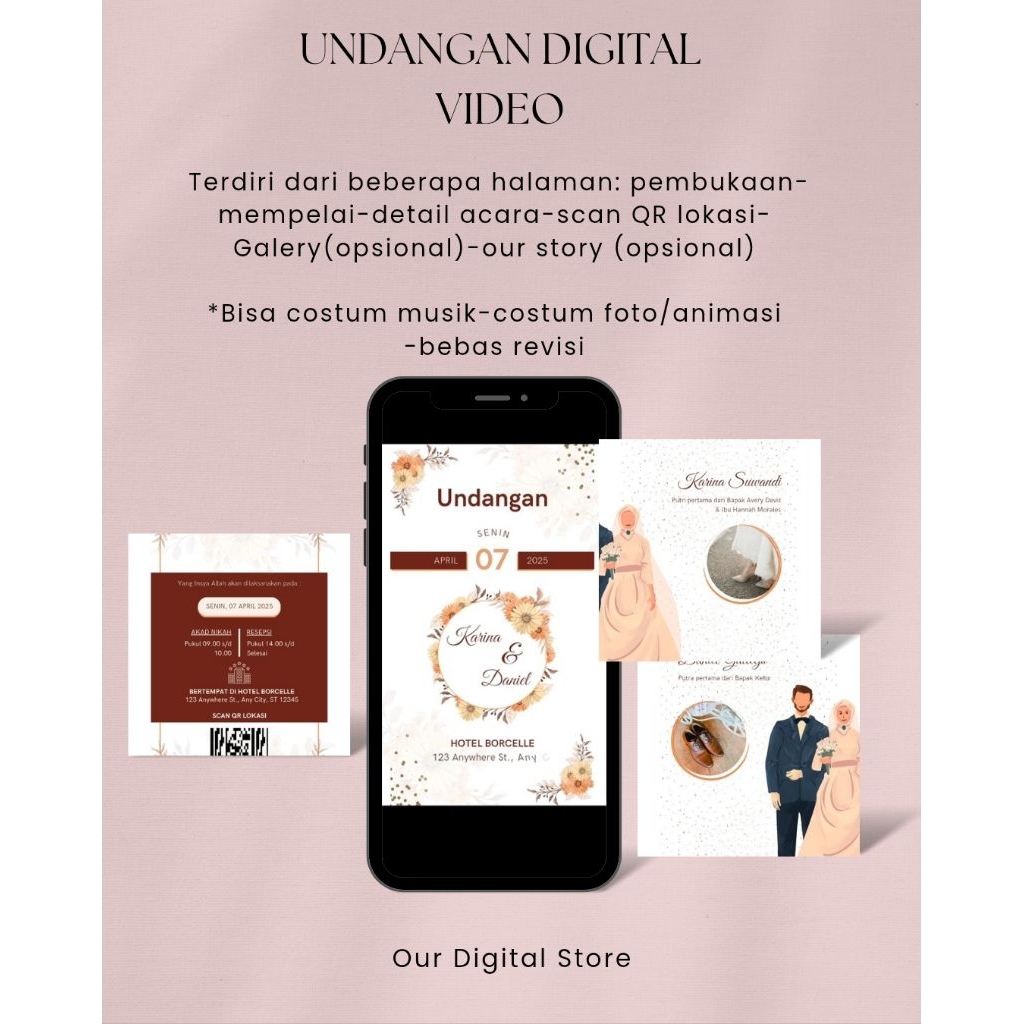 Undangan Pernikahan Digital Video Murah Desain Aesthetic