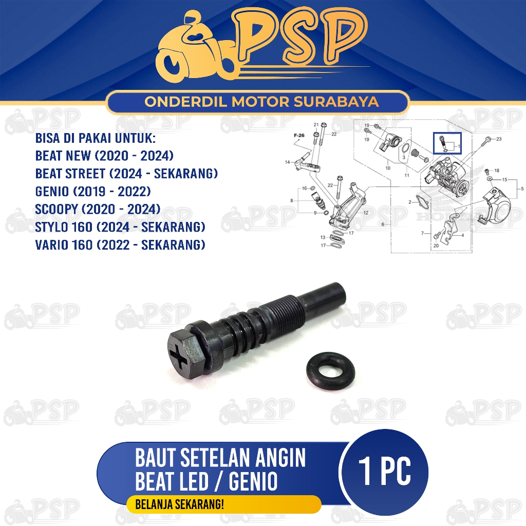 Baut Setelan Angin / Gas Genio & Beat FI LED - Baud untuk Setelan Stelan Langsam Motor Honda Stylo