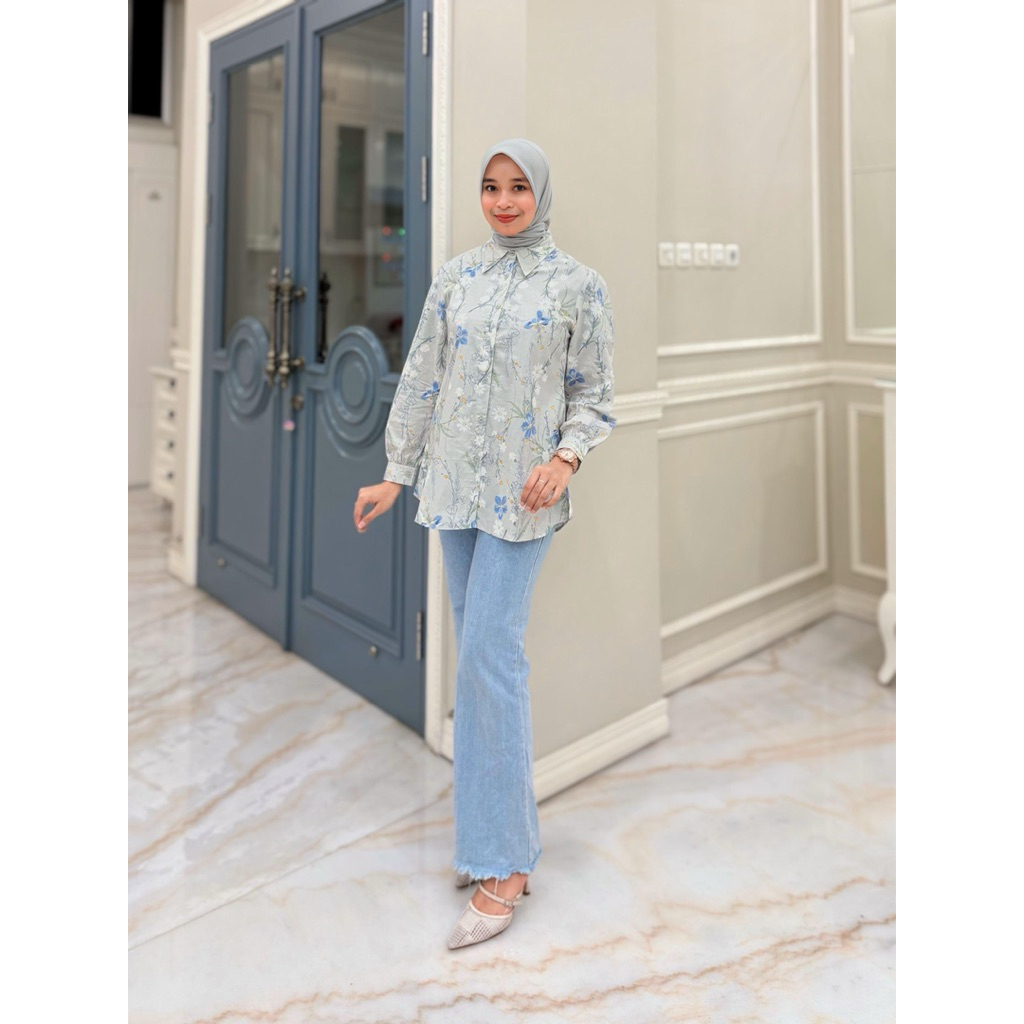 Blouse Wanita Motif Bunga Atasan Katun Jepang Adem & Lembut Blouse Muslim Casual Harian