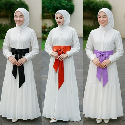Obi Pita Besar Simple Aksesoris Dress Fashion Cewek Kondangan Pesta Wisuda Sabuk Satin Polos Elegan