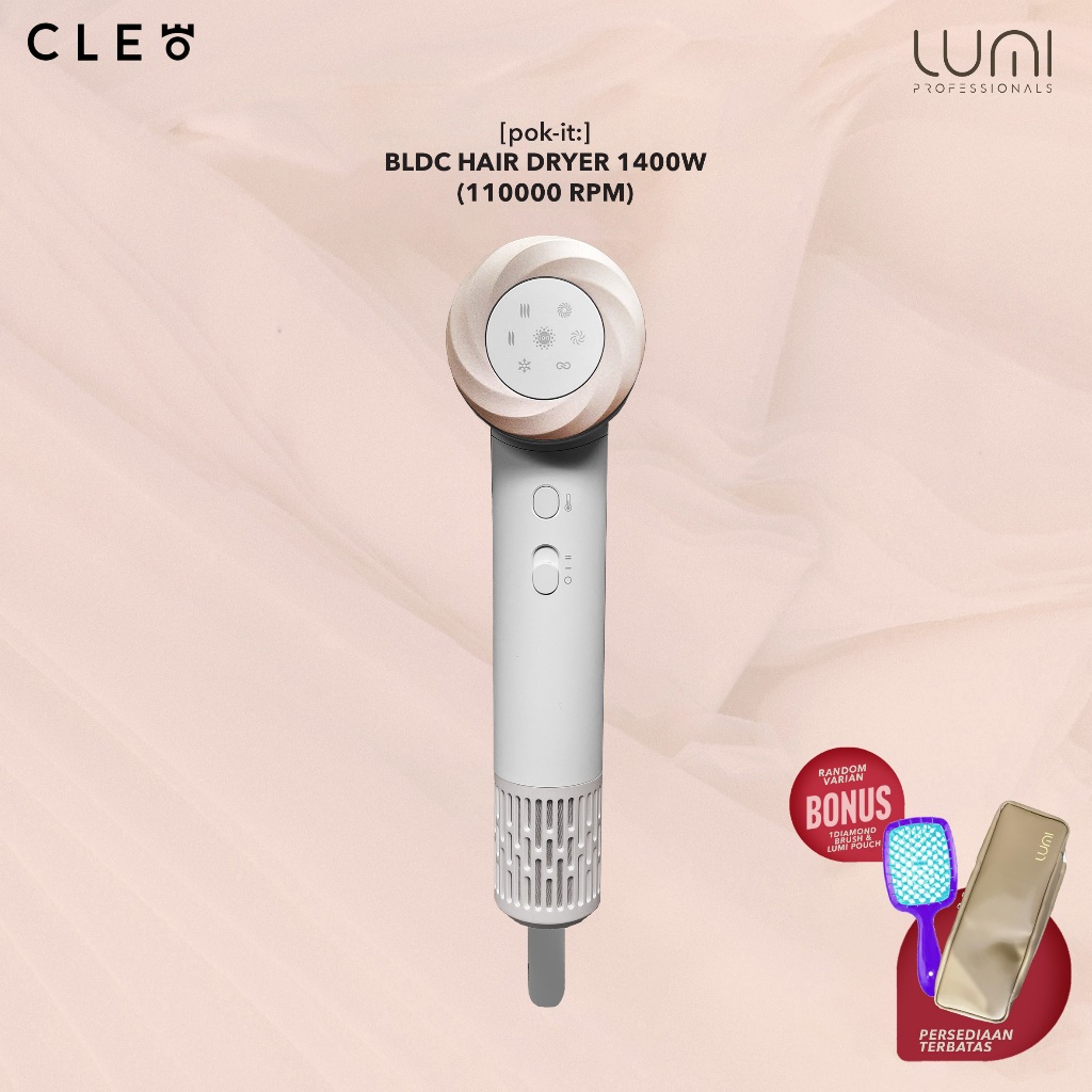 Lumi Pokit Mini Travel BLDC Highspeed Hair Dryer 1400 W - Alat Pengering Rambut - 100% Original
