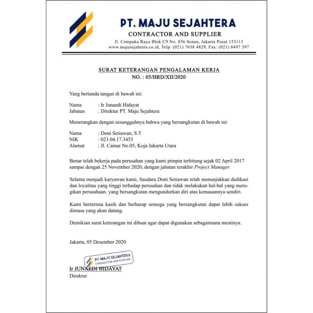 JASA PEMBUATAN PAKLARING / SURAT KETERANGAN KERJA PROFESIONAL