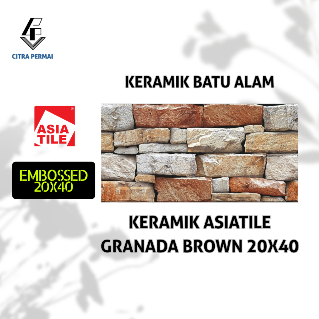 KERAMIK ASIATILE GRANADA BROWN 20X40 / KERAMIK BATU ALAM / KERAMIK DINDING / KERAMIK PAGAR / KERAMIK