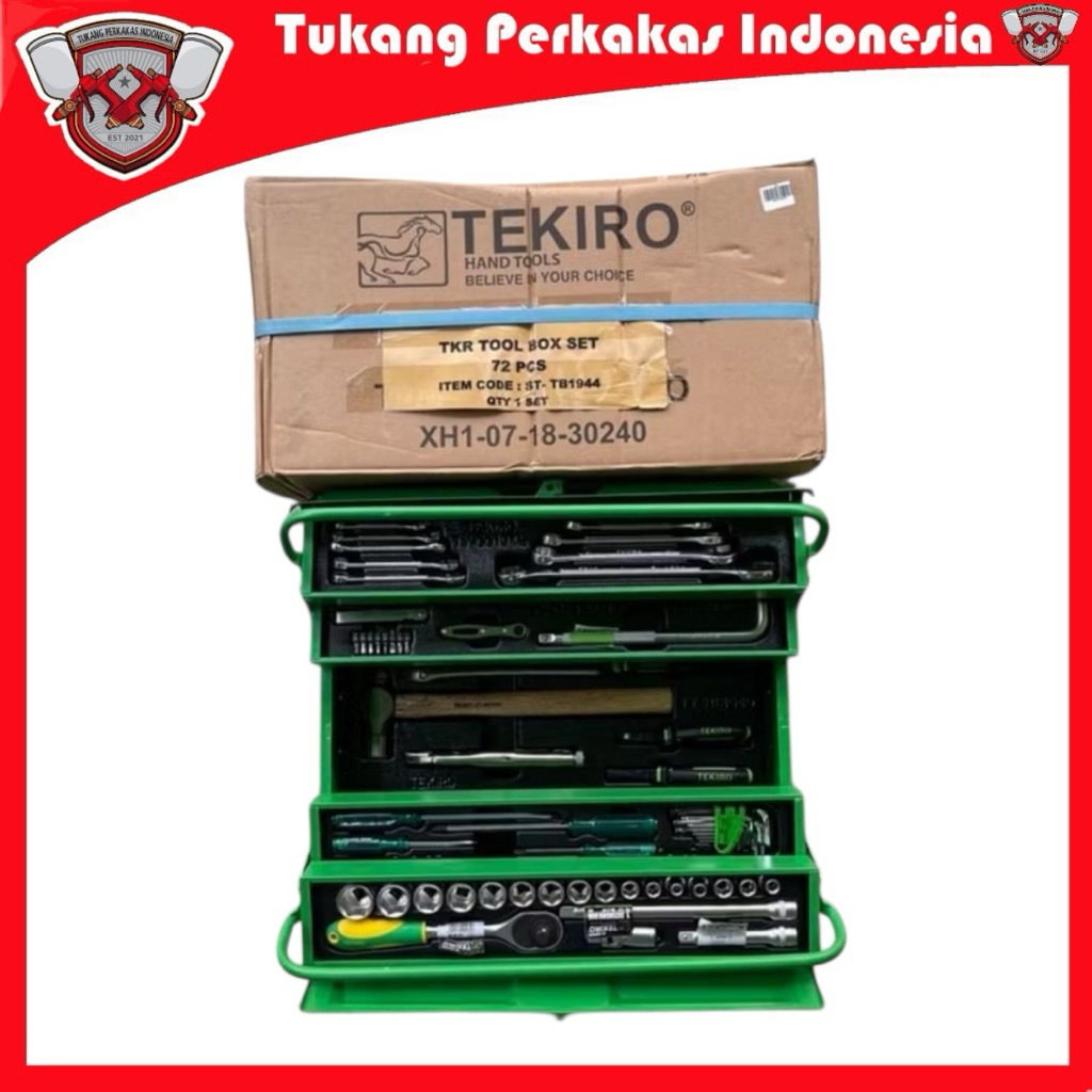 Tekiro Tool box Set 72pcs kotak mekanik Alat perkakas kunci sock set 72pcs box besi